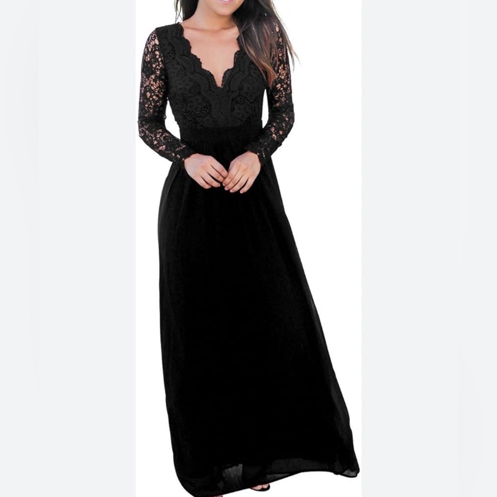 Long Sleeve Black Lace Dress